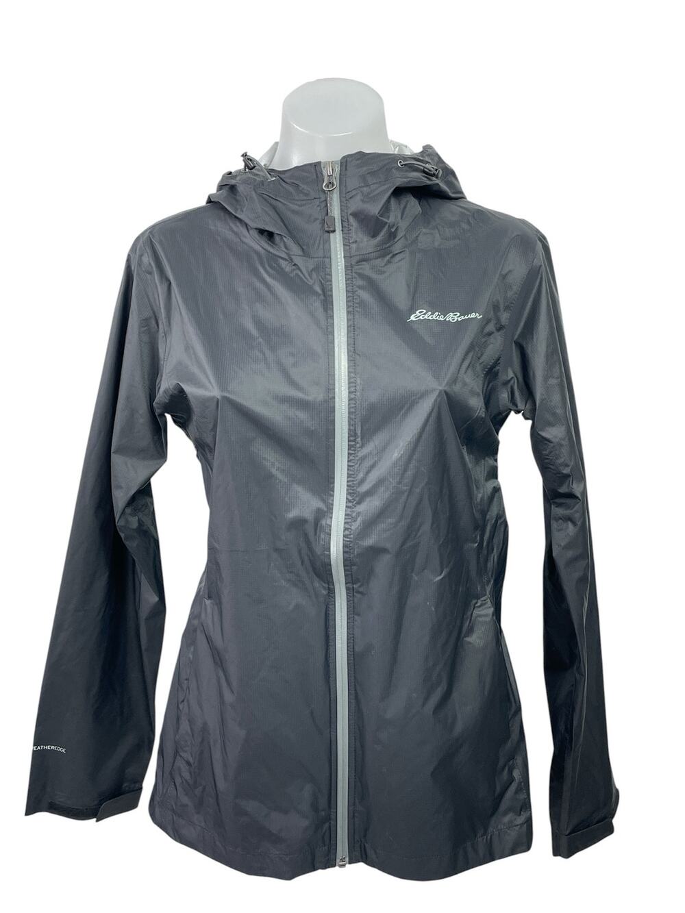 Eddie Bauer Cloud Cap Black Zip Up Long Sleeve Hoodie Hooded Rain Coat Jacket S